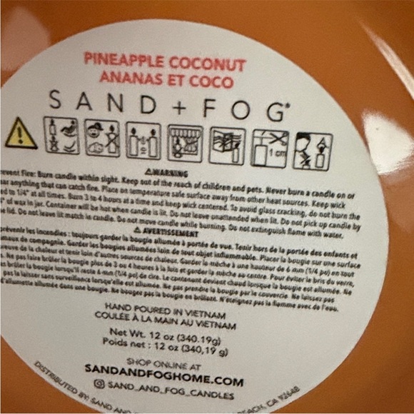 NWT Sand + Fog Pineapple Coconut Scented Candle - Picture 3 of 3